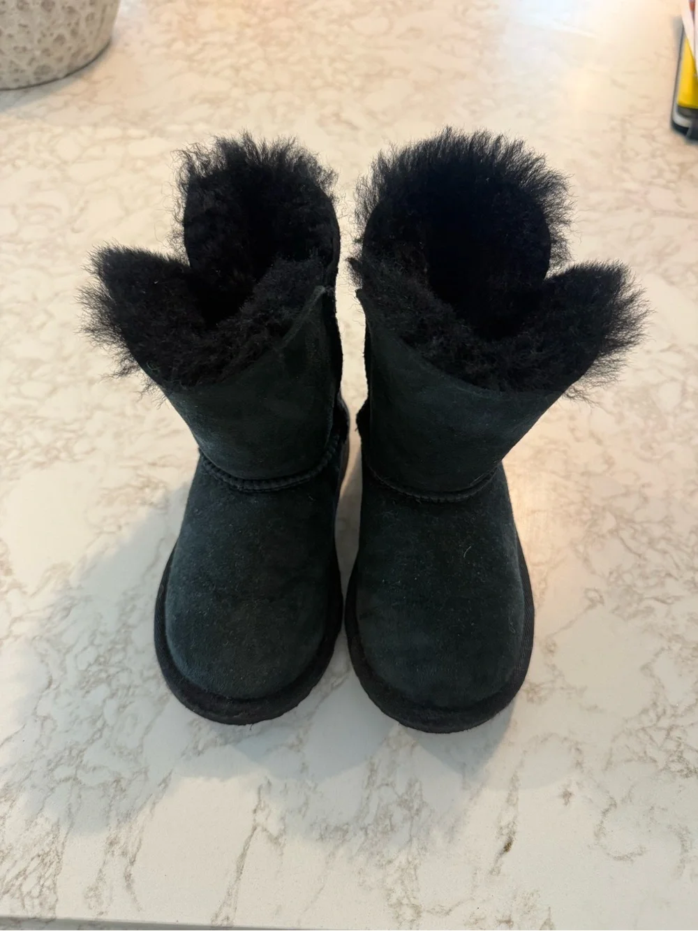 Kids UGG Black Faux-Fur Winter Boots